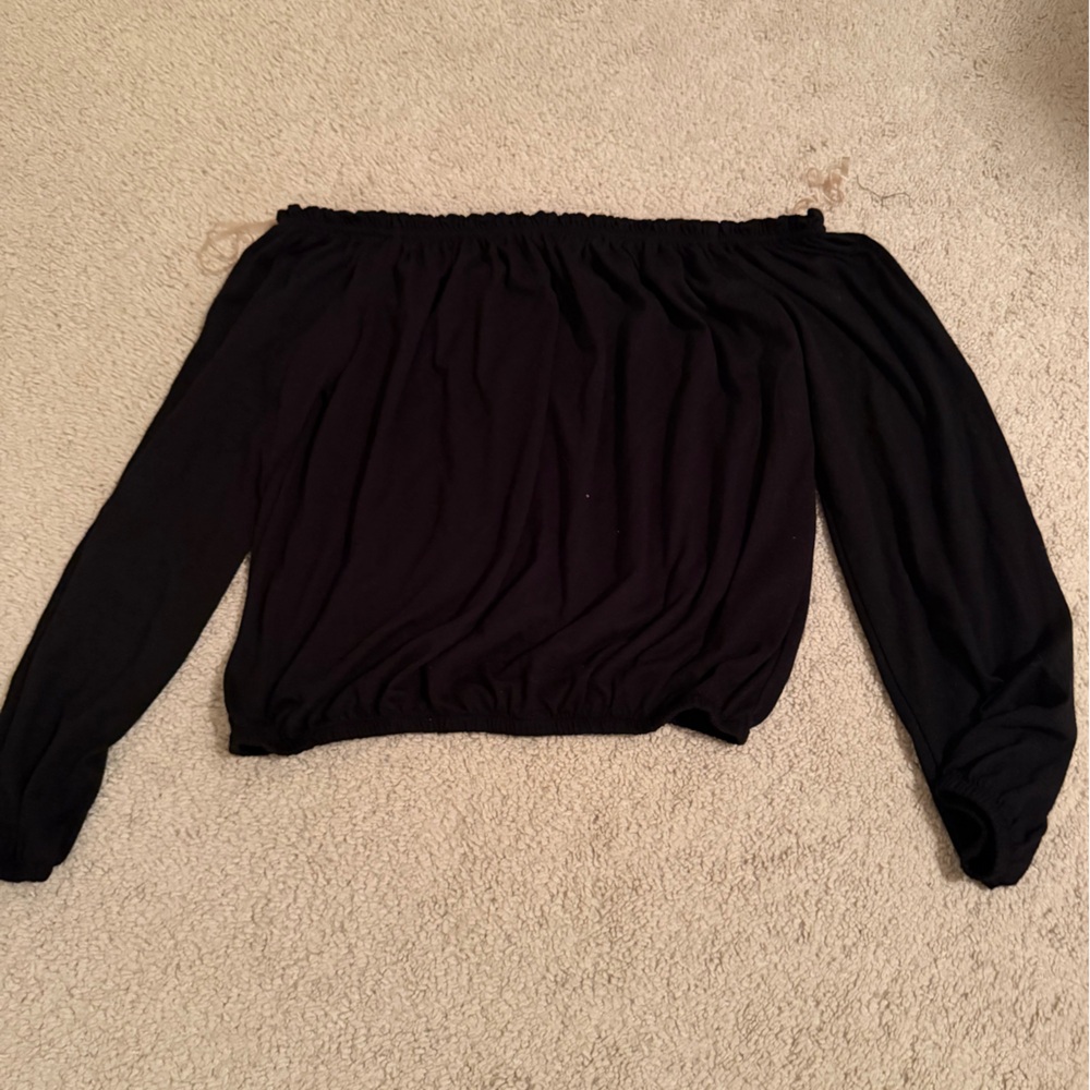 Ardene Black Off-Shoulder Top with Elastic Hem